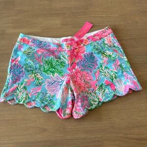 Lilly Pulitzer NWT 5" Buttercup Knit Shorts cay to my heart $78 Size 12 NWT